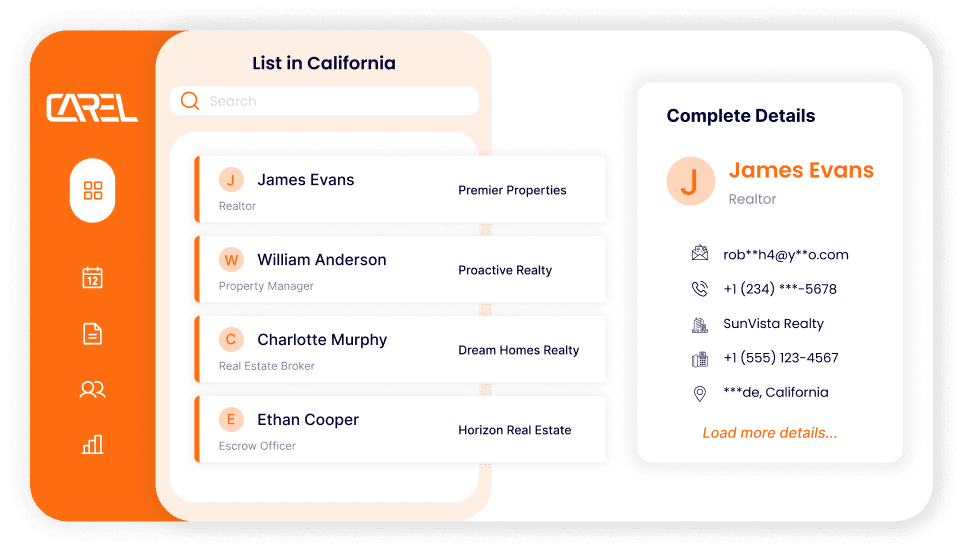 Preview of the California realtor contact database